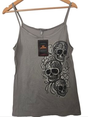 Y2K Skull Graphic Tank Top NWT Biker Grunge Alt Hot Leathers Size L